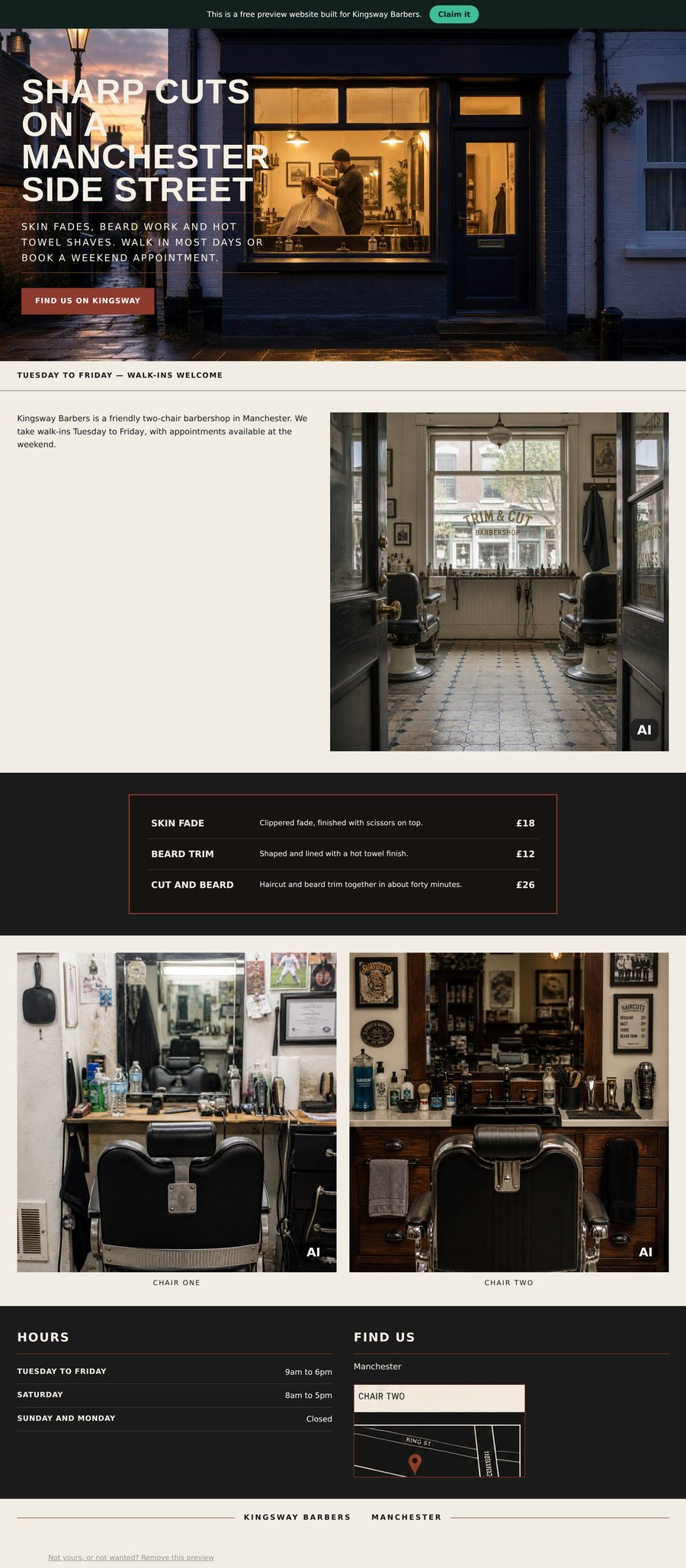A demonstration website, changed and sent back in the conversation