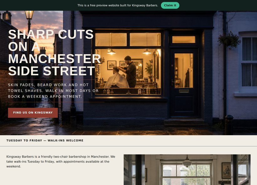 A demonstration website for a Barber