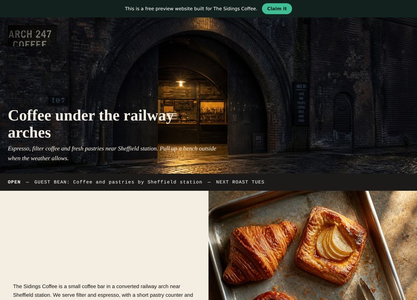 A demonstration website for a Café